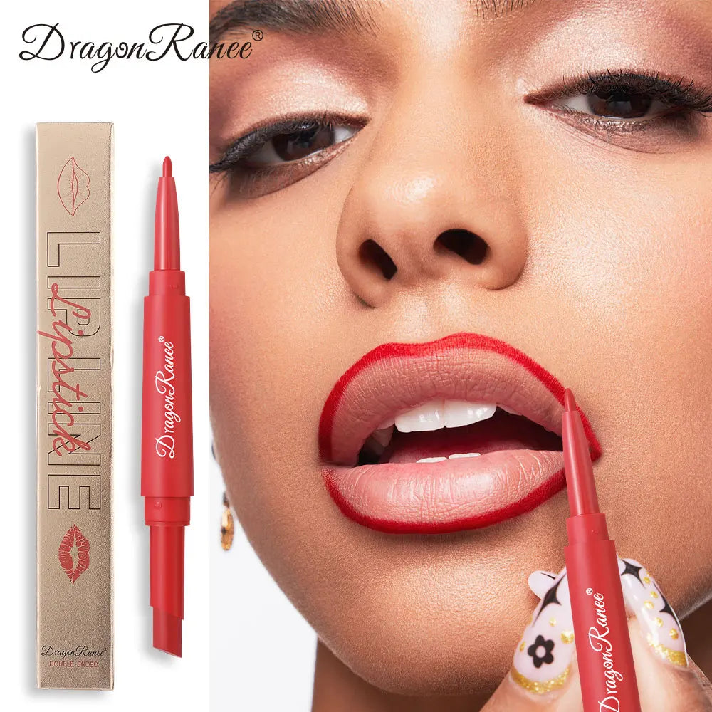 Double-Ended Lip Liner Velvet Matte Lipstick Lip Gloss Easy to Color Non-Fading Non-Stick Cup Lip Liner