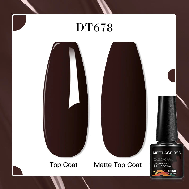 MEET ACROSS 160 Colors 7.3ml Gel Nail Polish Vernis Glitter Sparkly Semi Permanent Soak Off LED UV Gel Varnish Nail Art Manicure