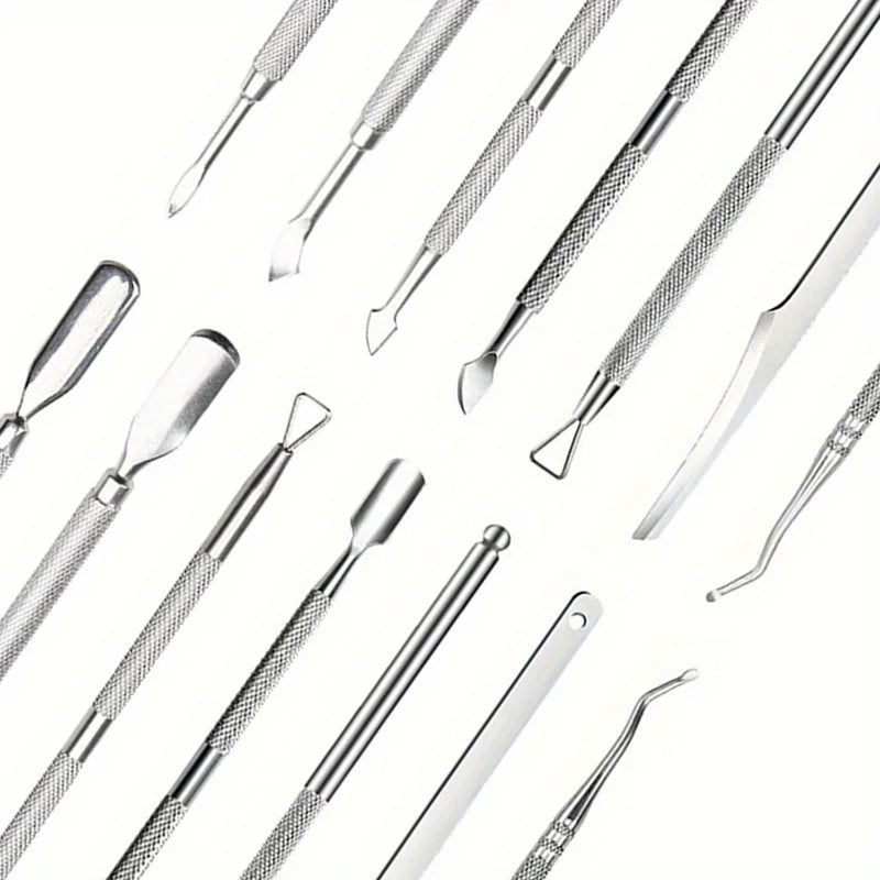 Multicolor Double-ended Stainless Steel Cuticle Pusher Dead Skin Push Remover For Pedicure Manicure Nail Art Cleaner Care Tools