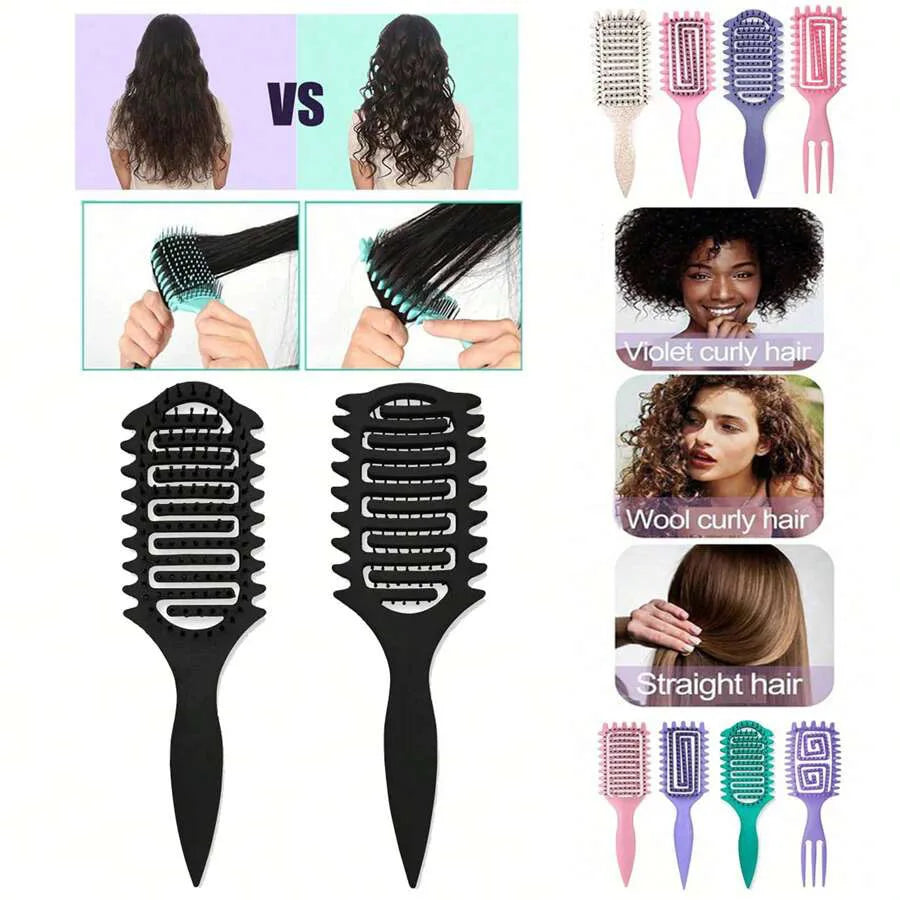 Curl Define Styling Brush Hollow Out Detangling Hair Brush Tangled Wet Curly Hair Comb Shaping Curls Barber Hairdressing Tools