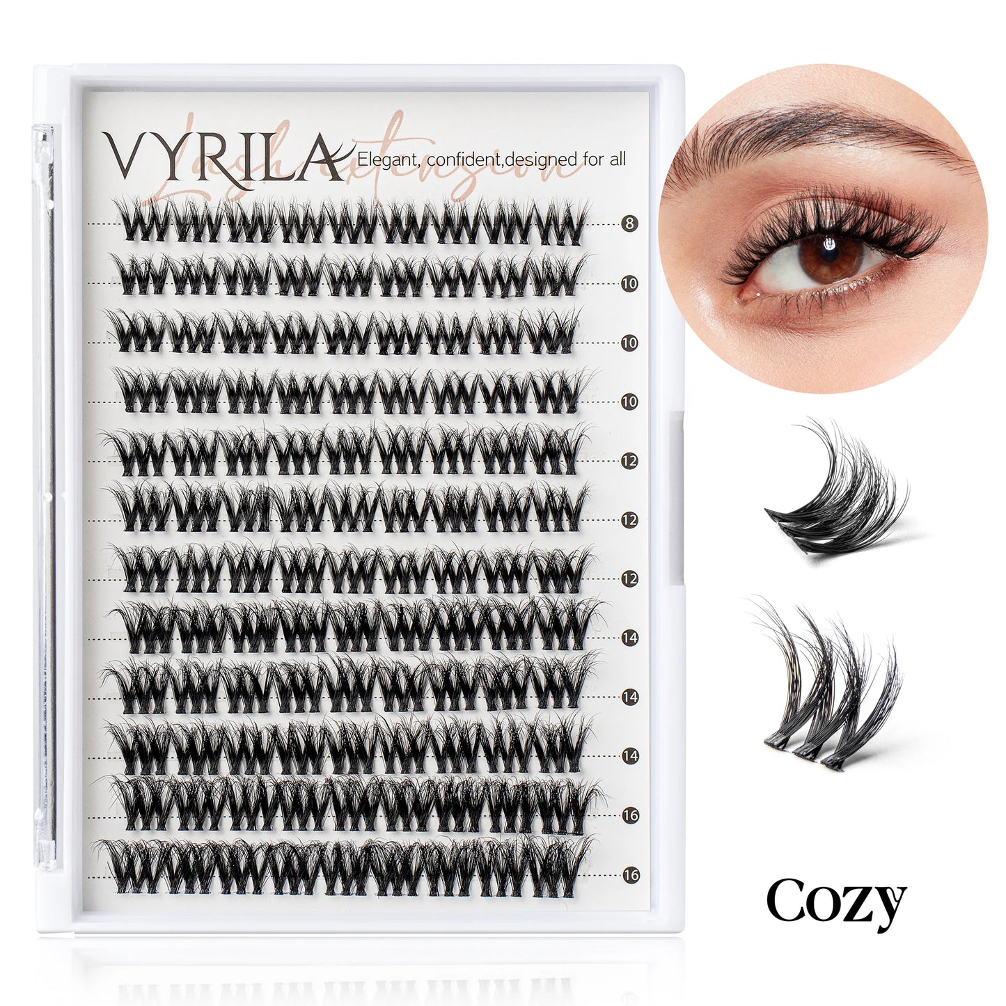 Individual Lashes Cluster C Curl Mix Lash Clusters 3D Wispy DIY Eyelash Extension 0.1mm Super Thin Band Resuable Natural Lashes
