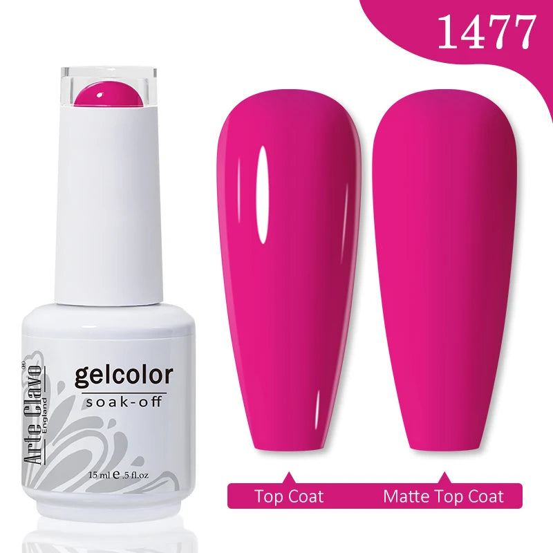 Arte Clavo 15ml Rose Red Pink Color Gel Nail Polish Autumn Winter Hot Sale Long Lasting Soak Off For Manicure Nail Art Gel