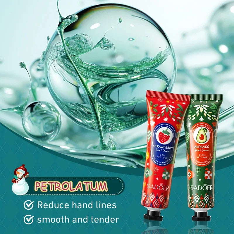 SADOER Gift Box Christmas Fragrance Moisturizing Hand Cream Set Lipstick Souvenir Moisturizing Anti-Drying Girl Holiday Gift