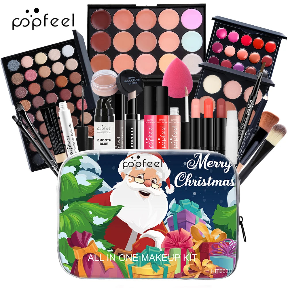 POPFEEL Christmas Makeup Set - Complete Holiday Cosmetic Collection Featuring Eyeshadow, Concealer, and Lipstick，Gift-Giving.