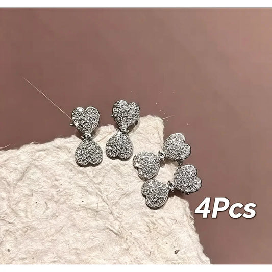 4pcs/set Elegant Mini Rhinestones Bow Hairpins For Women Girls Sweet Hair Ornament Small Hair Clips Fashion Hair Accessories