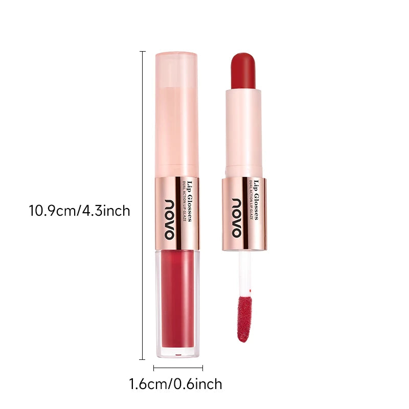 2-In-1 Dual-Ended Lipstick & Lip Gloss - Matte & Mirror Finish, Long-Lasting Color Lock, Nourishing Formula With Seed Oil