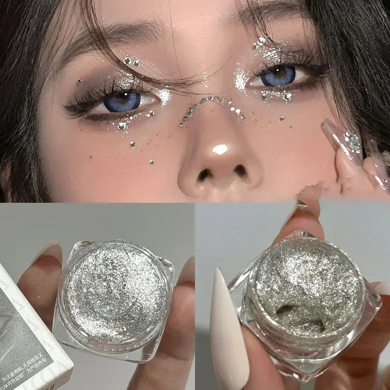 6 Colors Glitter Eyeshadow Gold Pink Eye Shadow Highlighter Silkworm Long Lasting Waterproof Shimmer Multicolor Liquid Eyeshadow