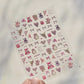 Pink Pudding Cherry Bowknot Heart shaped Star Claw Print Sweet Self Adhesive 5D Nail Art Decoration Sticker Manicure Decal DIY