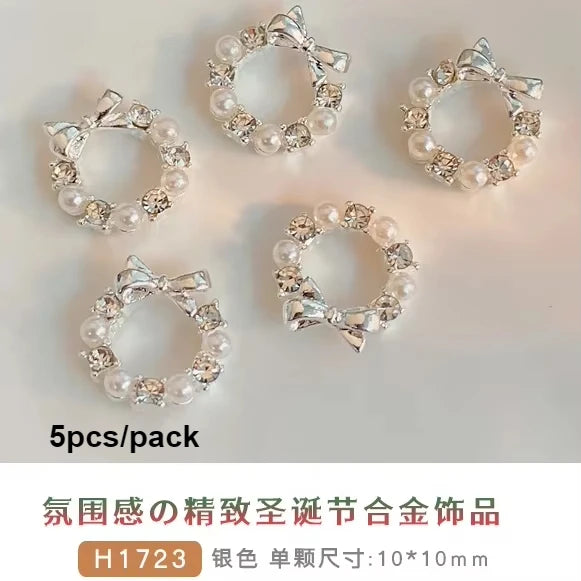 Flat Pearl Wreath Star Bowknot Butterfly Rhinestones Christmas Koi Metal Alloy Jewelry Nail Art Decorations Manicure Accessories