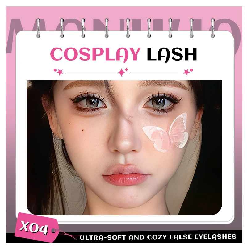 DINGSEN 5 Pairs Manga Lashes Cosplay Fake Eyelashes Strip Lash Soft Natural Look Fox Eye Korean Manhua Makeup False Eyelashes