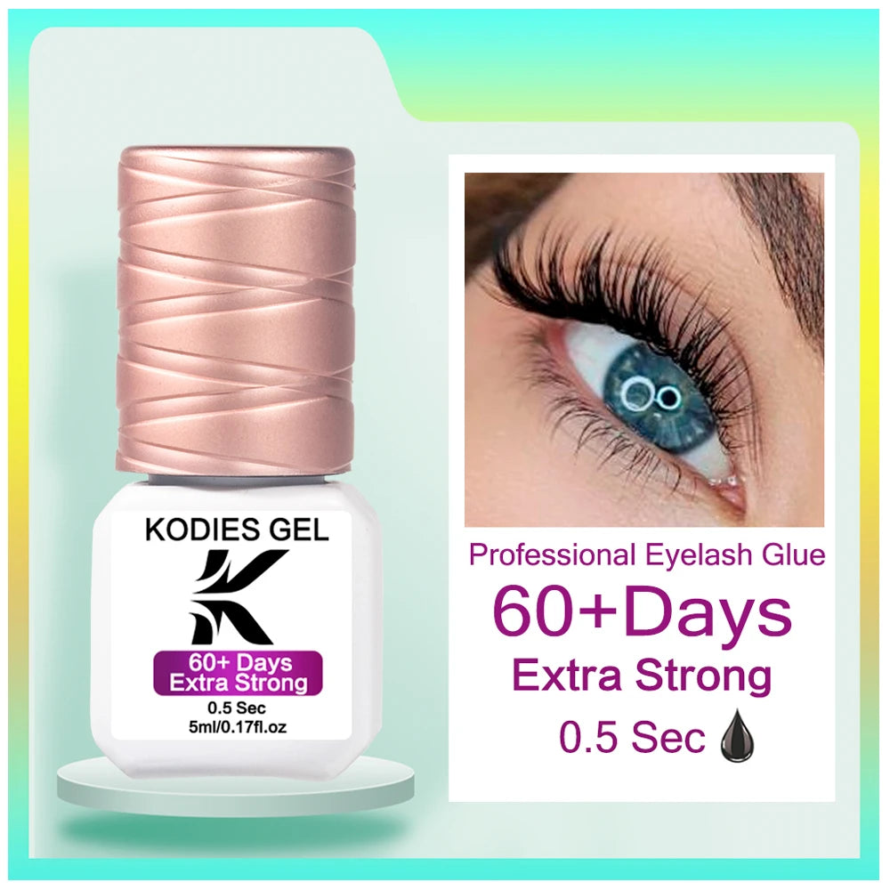 KODIES GEL Extra Strong Eyelash Glue Extension Supplies 5g 0.5 Second Dry Lash Glue for False Eyelash Waterproof Adhesive Lift