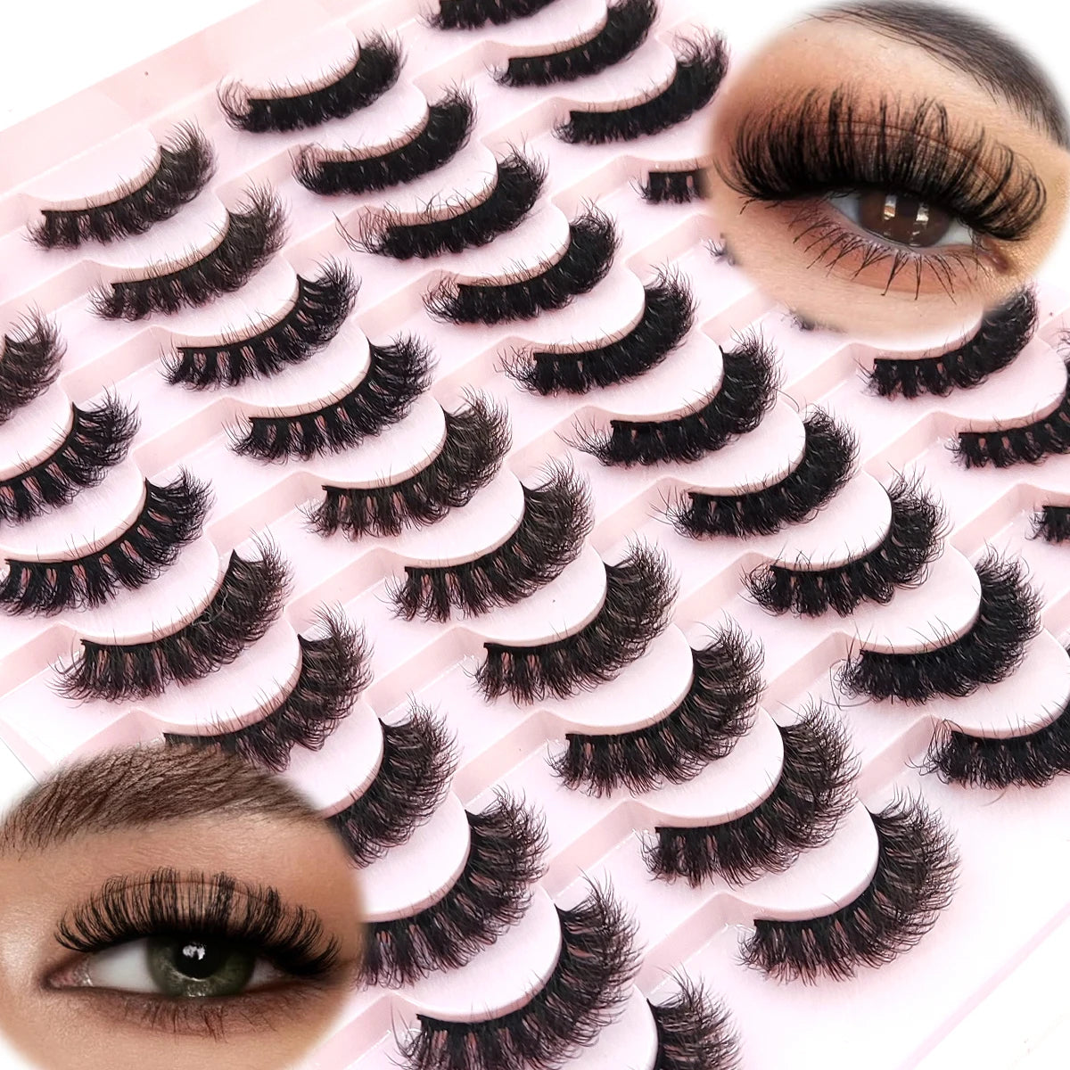 2023 New 20 pairs natural long 3D mink false eyelashes fake lashes makeup kit Mink Lashes extension eye lashes short eyelashes