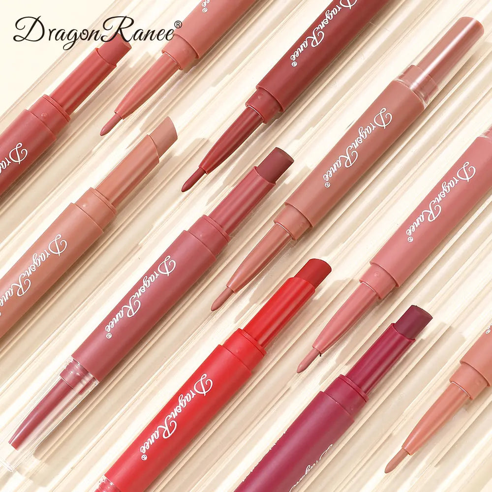 Double-Ended Lip Liner Velvet Matte Lipstick Lip Gloss Easy to Color Non-Fading Non-Stick Cup Lip Liner