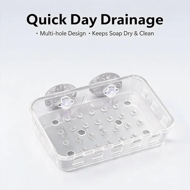 2 Pcs Suction Cup Soap Dish Holder Soap Case Clear Acrylic Plastic Wall Mounted Shower Soap Holder Bathroom Kitchen Accessory