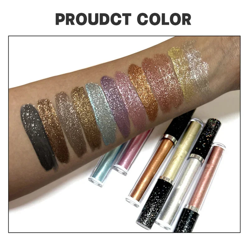 12pc/set Liquid Eyeshadow Metallic Diamond Shiny Eyeliner Pen Giltter Eyeshadow Palette Lasting Shimmer Brighten Makeup Cosmetic