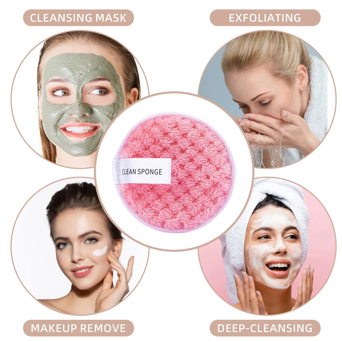 1/4pcs Makeup Remover Microfiber Cotton Pad Cosmetics Washable Makeup  Towel Cleaning Sponge Skin Care Tool Washcloth