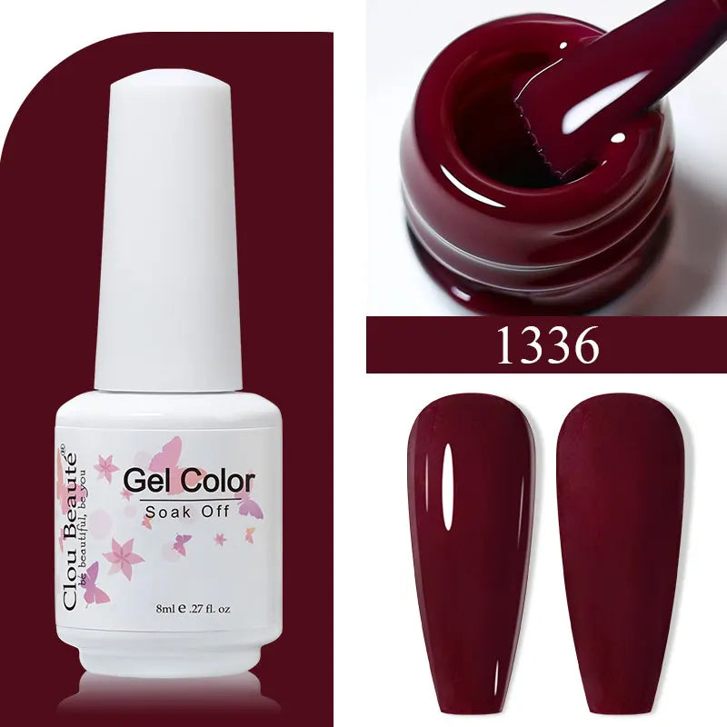 Clou Beaute 8ml Gel Polish Colorful Glitter UV Nail Gel Vernis Semi Permanent Glass Bottle Blue Green White Soak Off Gel Nail