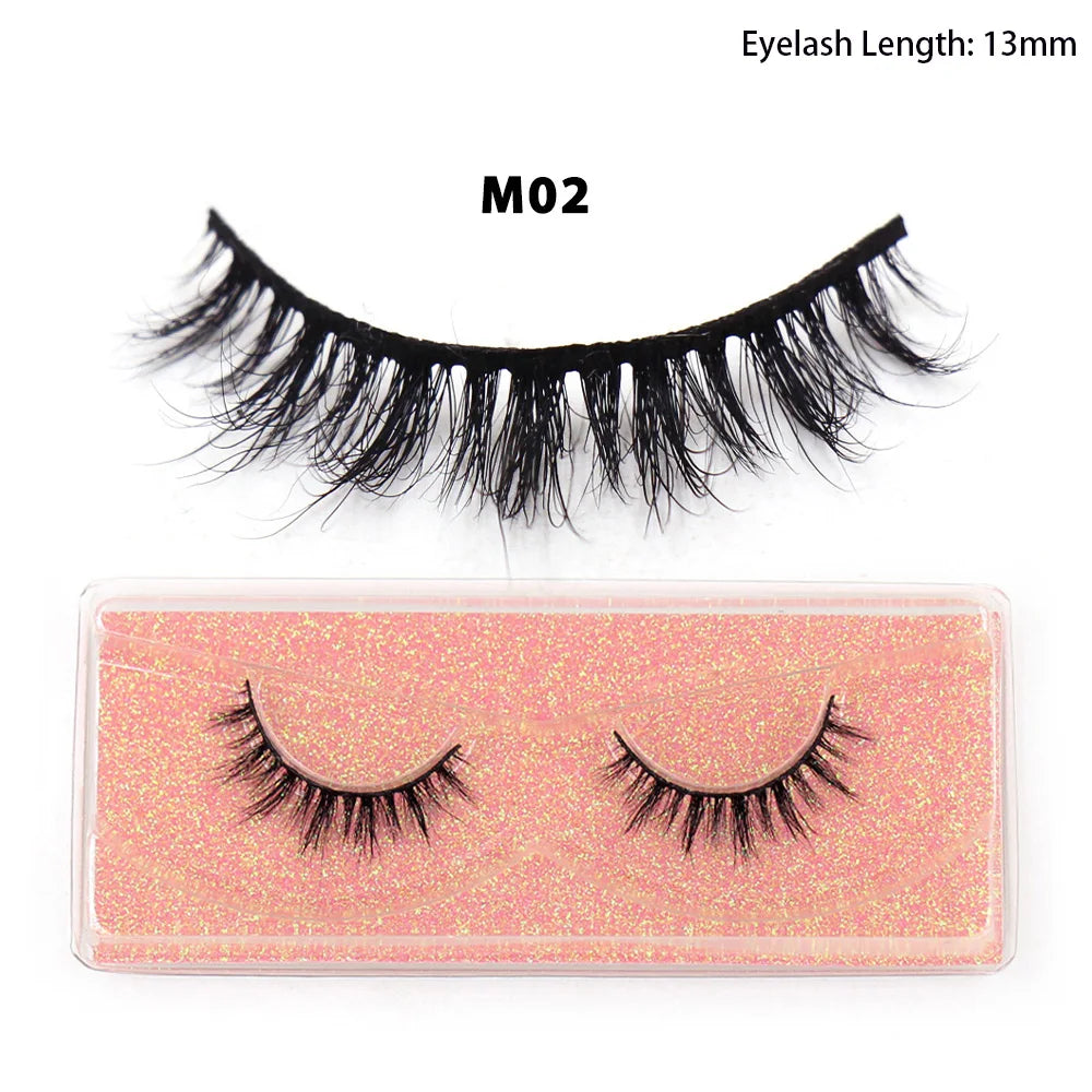LEHUAMAO Maquiagem Short Natural Soft Mink Lashes Volume Fluffy Wispy Lashes 12mm-15mm False Eyelashes Eyelash Extensio Makeup