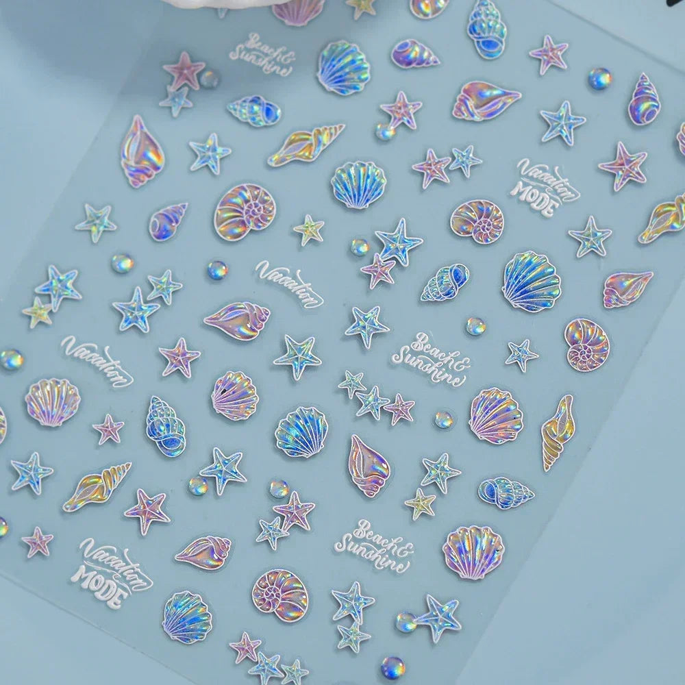 Magical Blow Bubbles Goldfish Bunny Rabbit Cat Kitten Shape Shiny Dreamy Bubbles 5D Nail Art Decorations Sticker Manicure Decal