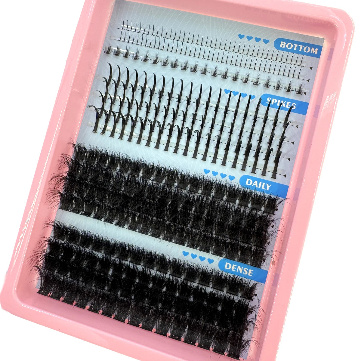 15Rows Lash Clusters Spikes Eyelash Extensions Spiky Lashes Extension Thick Individual Cluster Lashes with Spikes&Bottom Lashes