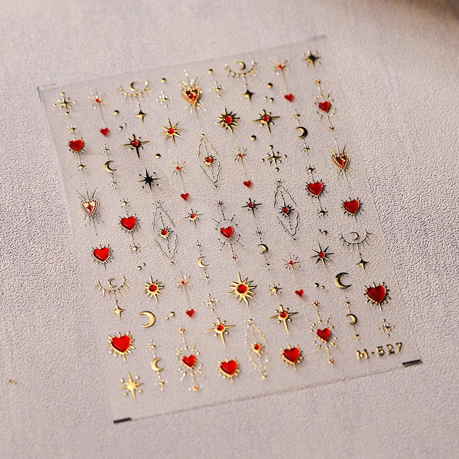 Gold Snowflake Bowknot Snowman Lovely Christmas 3D Self Adhesive Nail Art Sticker Rhinestone 5D Embossed Reliefs Manicure Decals