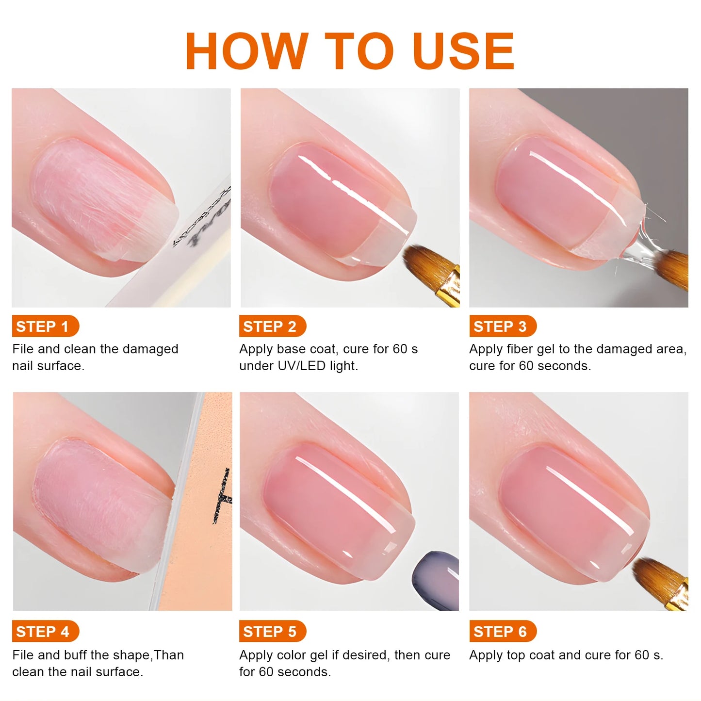 TWOING 15g Fiber Rubber Base Gel For Broken Nail Repaired Fiberglass Clear Quick Building Soak Off UV Construction Gel