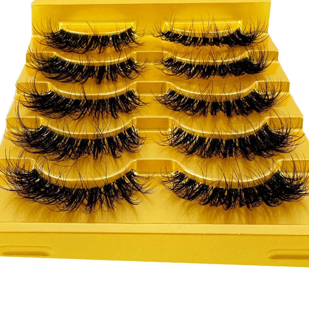 5pairs Mink Eyelashes Invisible Band Lash Extension Natural False Eyelashes Cross Cluster Fairy 3D Faux Big Eye Long Fake Lashes