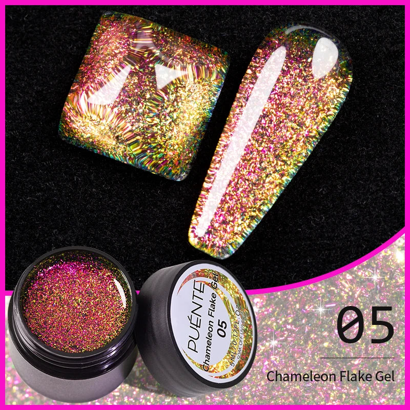 PUENTE 7.5ML Golden Gems Cat Magnetic Gel Nail Polish Pink Brown Blue Colors Golden Glitter Cat Eye Soak Off UV Nail Art Varnish