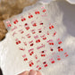 Lovely Red Fruit Strawberry Cherry Bowknot Love Heart Star Silk Ribbon 5D Nail Art Stickers Chic Self Adhesive Manicure Decal