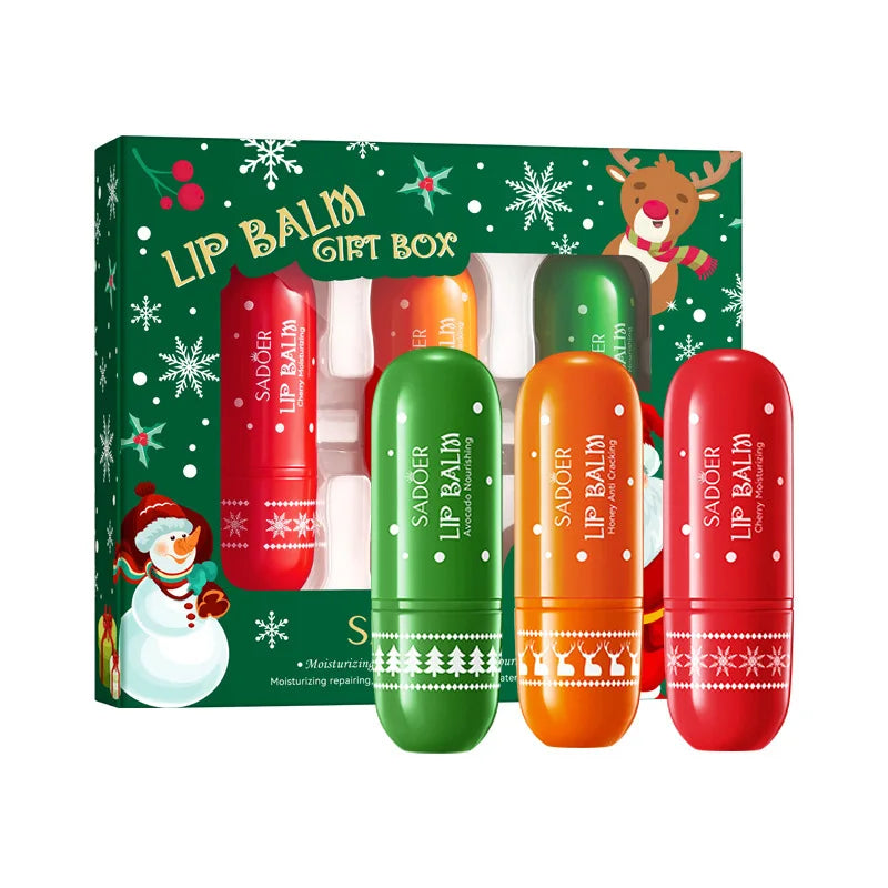 SADOER Christmas Moisturizing Lipstick Anti Cracking Hydrating Repair Nourishing Plump Lips Lip Balm Lip Plumper Skin Care