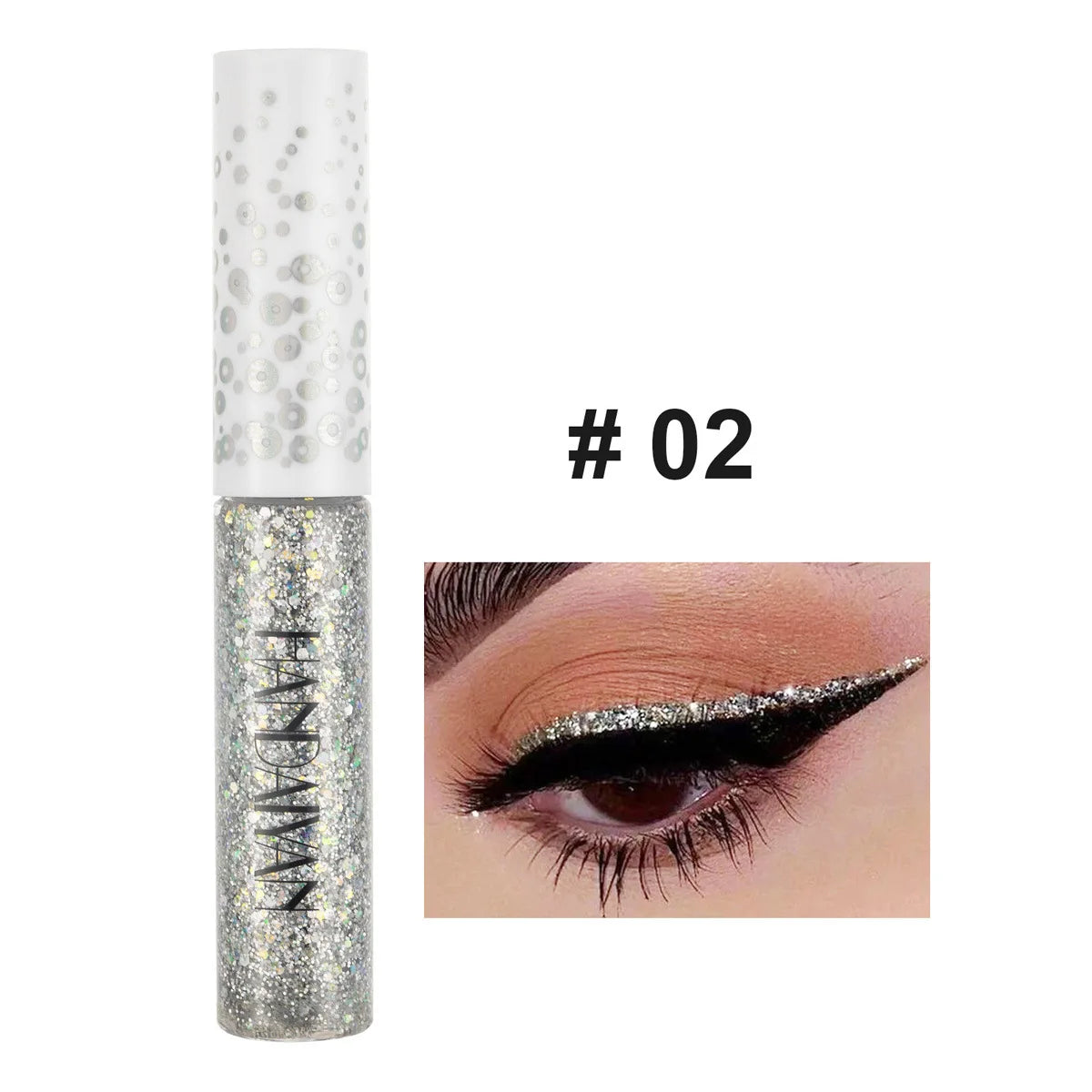 HANDAIYAN 12 Colors Shiny Eye Liners Pigment Silver Rose Gold Color Glitter Liquid Eyeliner Metallic Colorful Makeup For Women