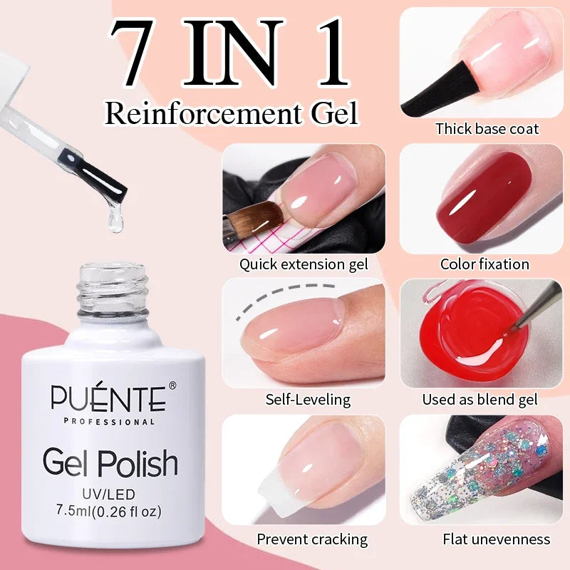 PUENTE Pearl Color Builder Nail Gel Polish Hema Free Shell Thread Glitter Nail Extension Semi-Permanent Construction Gel Varnish