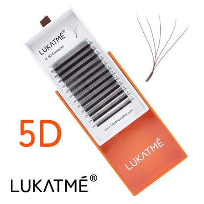 LUKATME Brown 5D M Curl Fox Eyelash Extensions 7-14mm Premium Soft Volume 5D Lashes Foxy Eye Brown False Mink 5D W Eyelashes