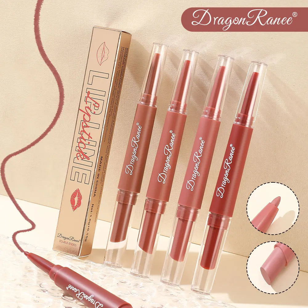 Double-Ended Lip Liner Velvet Matte Lipstick Lip Gloss Easy to Color Non-Fading Non-Stick Cup Lip Liner