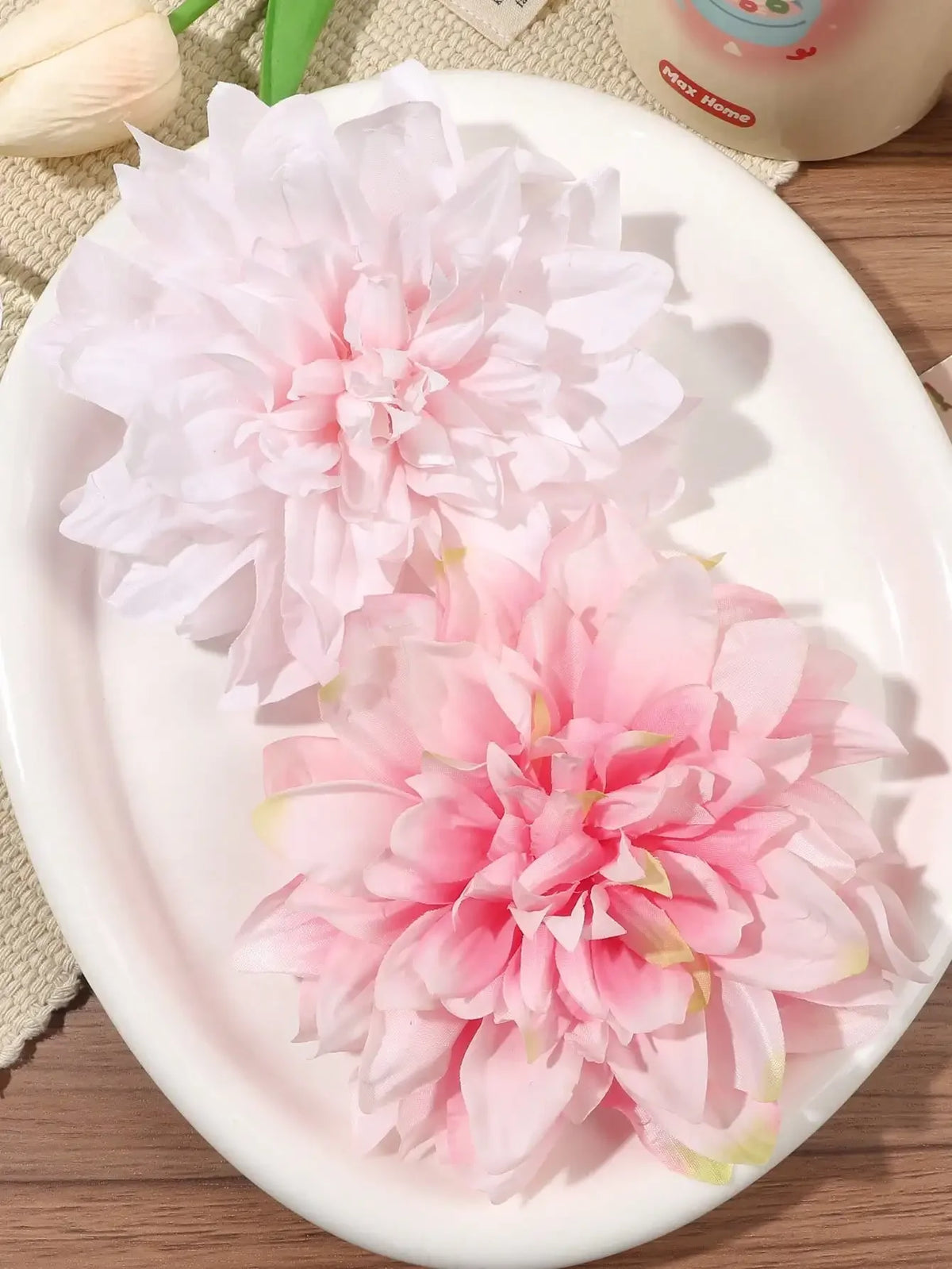 2pcs Boho Style Oversized Faux Flower Hair Clip Set, Elegant Beach Side-Bang Decor Headpieces Claw Clips Hair Claws Hair Barrettes, School Stuff, Pink Hair Clips, Vacation Outfits Woman, Girly, Hair Accessories, Valentines Ac
