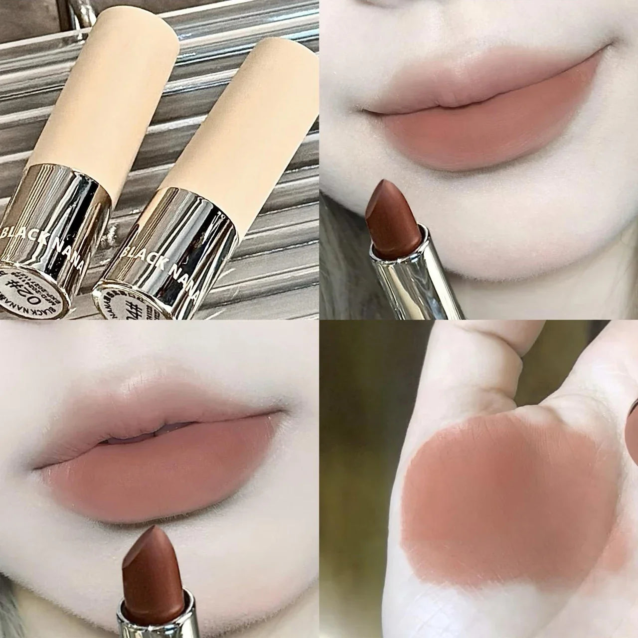 6Ccolors Matte Lipstick Crayon Milky Tea Purple Lip Tint Velvet Sexy Dark Red Lipstick Pen Non-stick Cup Lasting Brighten Makeup