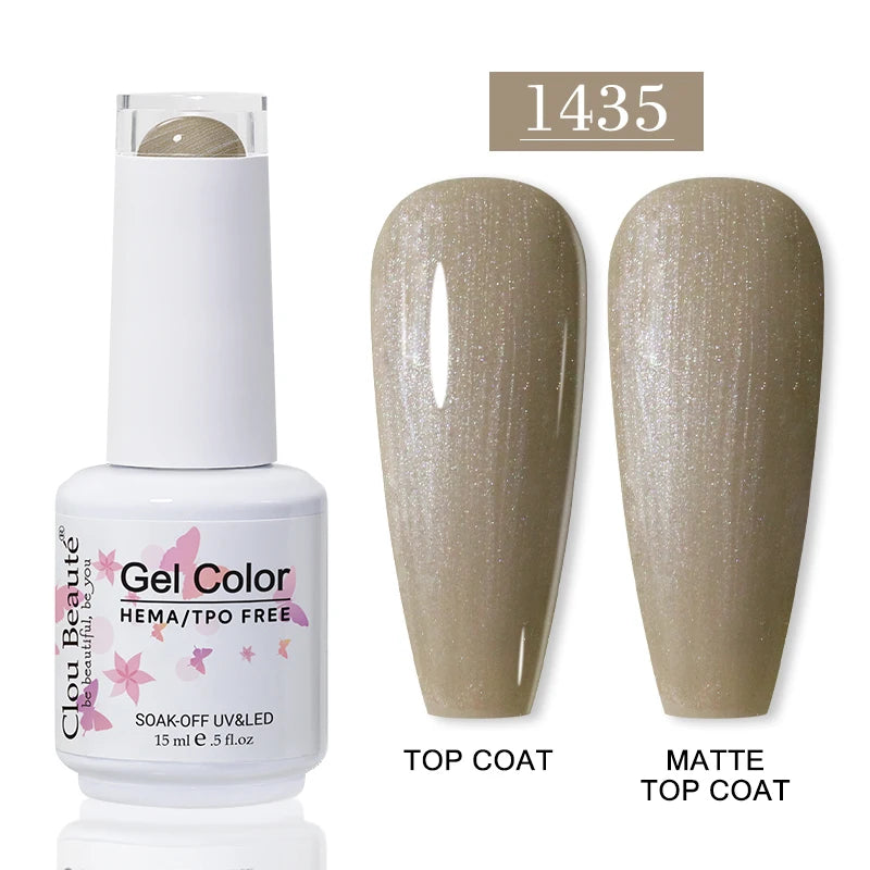 Clou Beaute Glitter Gel Nail Varnishes Winter Color Sparkling Sequins Soak Off UV LED Varnish Nail Art Decoration Base Top Coat