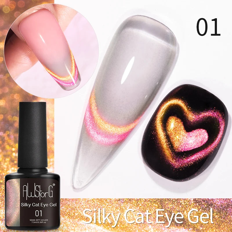 AWStorG 7.5ml Starlit Cat Magnetic Gel Nail Polish Must need Black Gel-Polaris Light Soak Off UV Gel Varnis Semi Permanent DIY