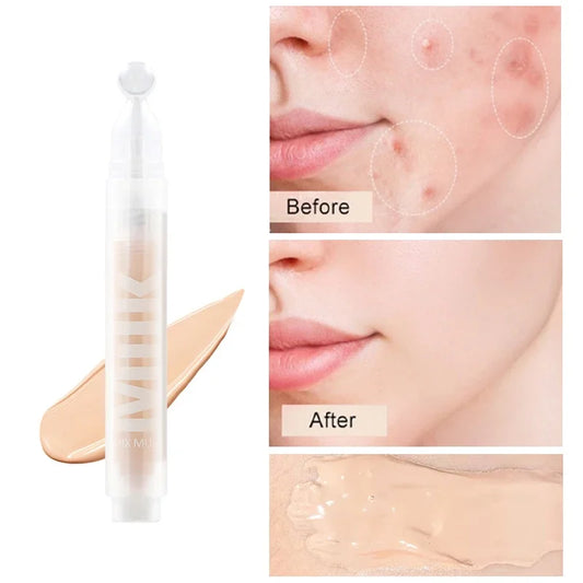 Milk Liquid Concealer,Full Coverage Base Makeup Contour Brightening,Dark Circles Corrector, Foundation Bb Cream,Cover Acne Pores