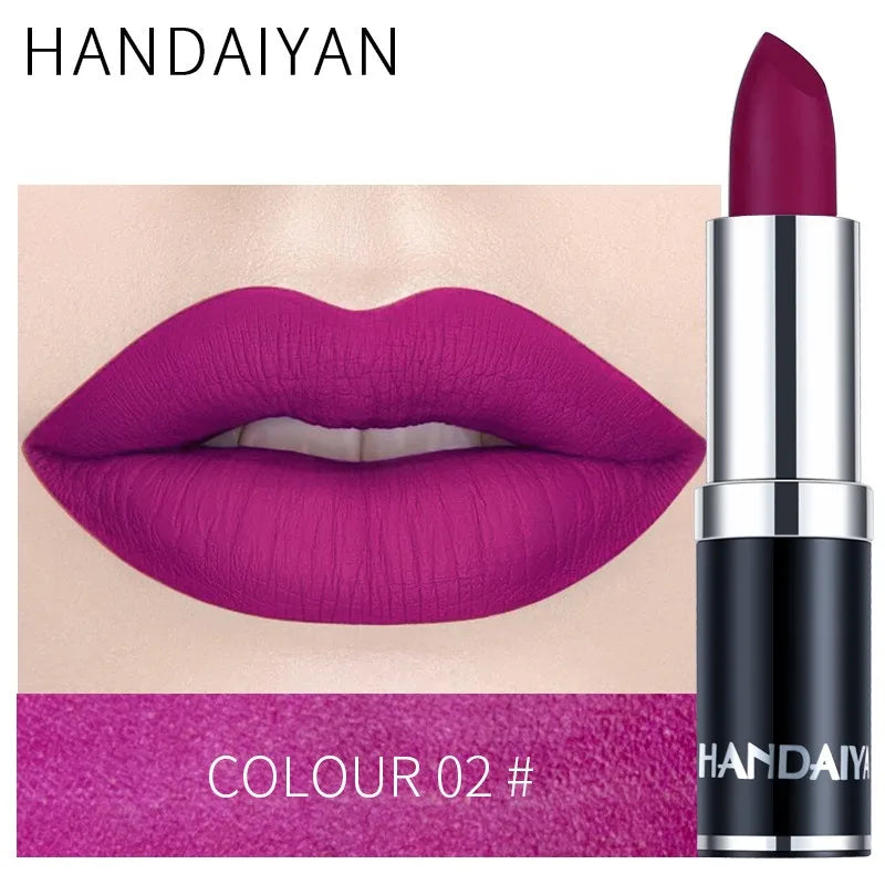 HANDAIYAN 12 Color Velvet Matte Lipstick Sexy Red Pink Lip Tint Non-stick Cup Lip Gloss Moisturizing High Pigment Lips Cosmetics
