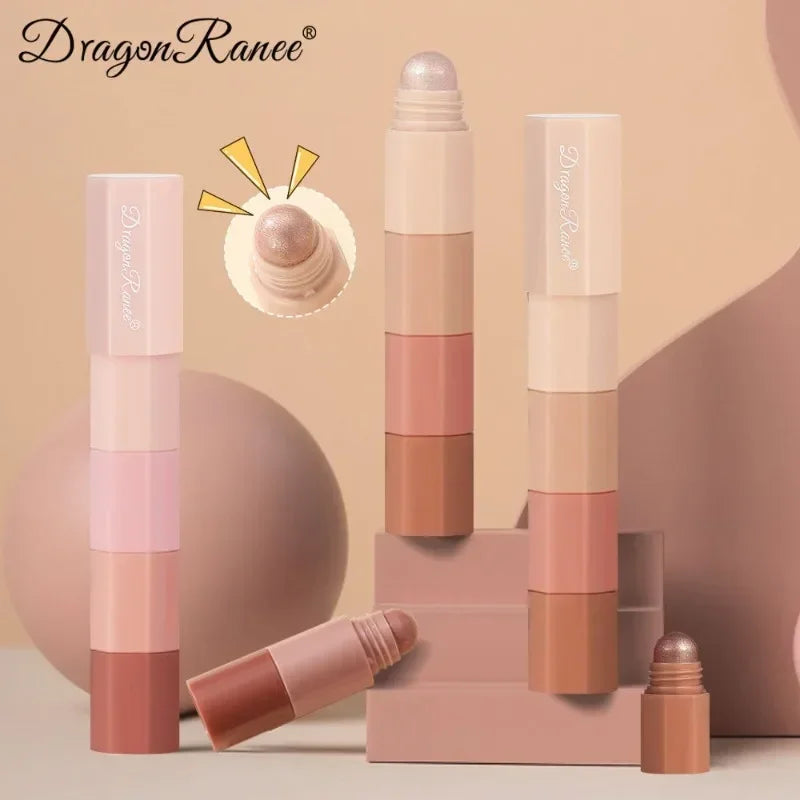New 4 IN 1 Combo Eyeshadow Highlighter White Brown Eye Shadow Stick Glitter Pearlescent High Gloss Eyeshadow Mini Shadow Crayon