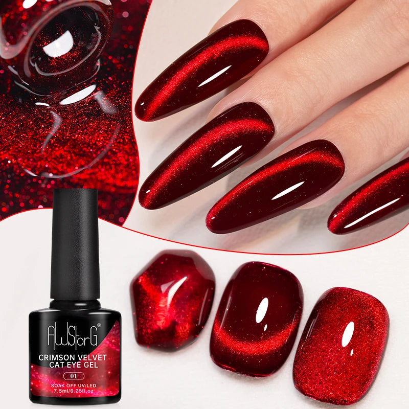 AWStorG 7.5ml Starlit Cat Magnetic Gel Nail Polish Must need Black Gel-Polaris Light Soak Off UV Gel Varnis Semi Permanent DIY