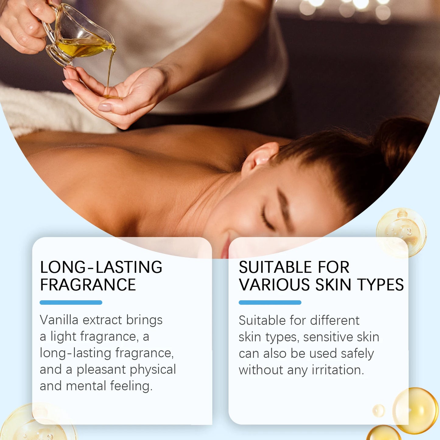 Caramel Vanilla Body Massage Oil Improve Moisturizing Relieve Stress Muscle Relaxing Body SPA Lasting Scent Body Essential Oils