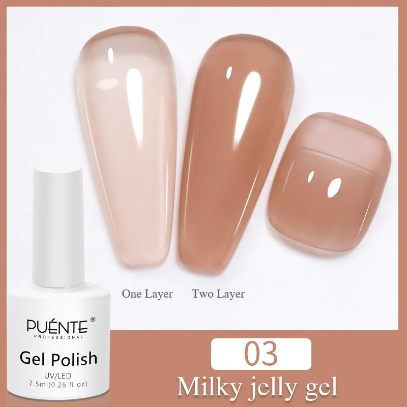 PUENTE Pearl Color Builder Nail Gel Polish Hema Free Shell Thread Glitter Nail Extension Semi-Permanent Construction Gel Varnish