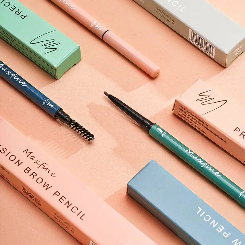 Double Headed Rotable Eyebrow Pen Black Brown Extremely Fine Eyebrow Pencil Lasting Natural Waterproof Matte Eye Brow Pencil
