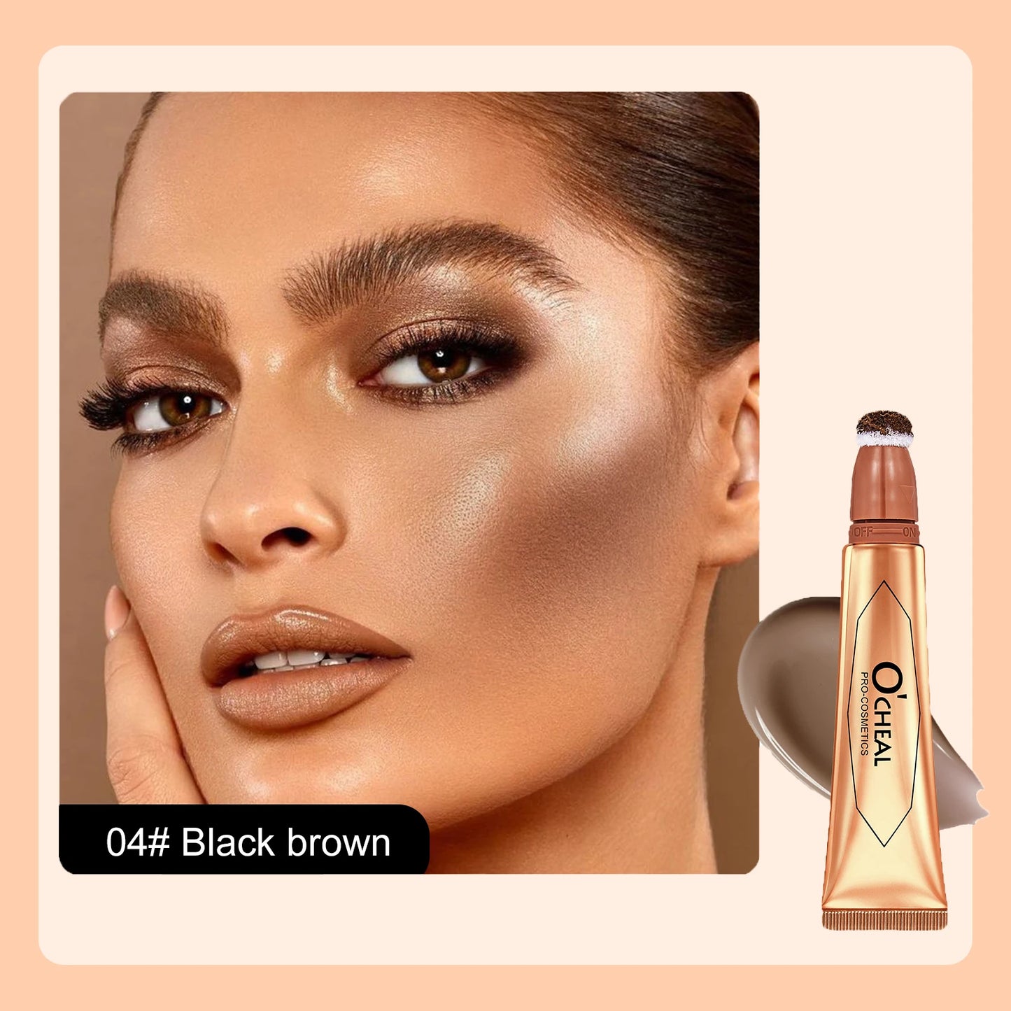 OCHEAL 6-color Face Liquid Blusher Cream Facial Cheek Eye Press Brush Head Highlighter Powder Blusher Contouring Makeup Cosmetic