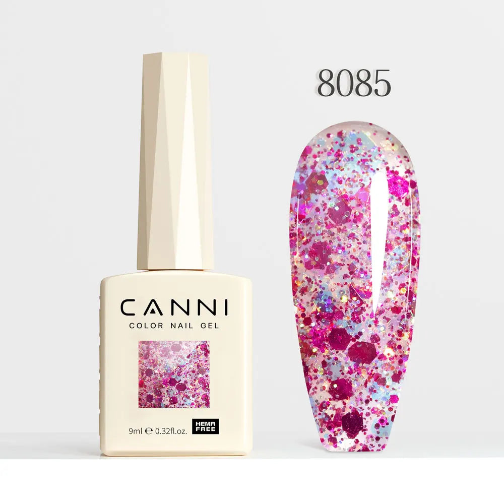 CANNI Gel Nail Polish Glitter Diamond Sparkle Color Collection Gorgeous Color HEMA FREE Soak Off UV LED Semi Permanent AurorGel