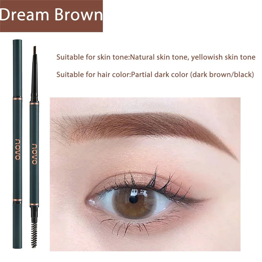 Novo Color Double Eyebrow Pencil with Brush Waterproof Lasting Extremely Slim Sketch Eye Brow Tattoo Pen Eye Makeup Cosmetic
