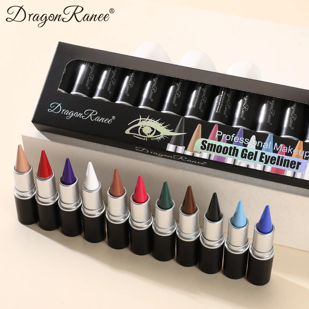 12-Piece Set of Colored Eyeliner Pens, Long-Lasting, Fade-Resistant, Waterproof, Automatic Rotating Eyeliner Pens Available in a Set