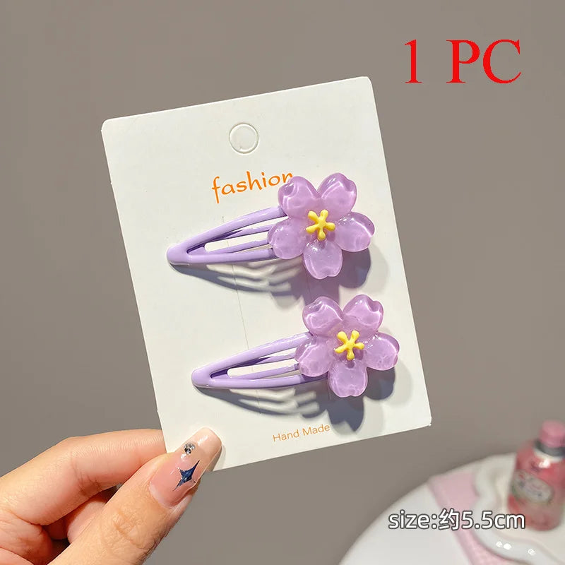 Sweet Jelly Cherry Blossom Hair Clip Headwear Cute Girls BB Clip Y2K Side Bangs Clip Hair Accessories Fresh Flowers Hairpins